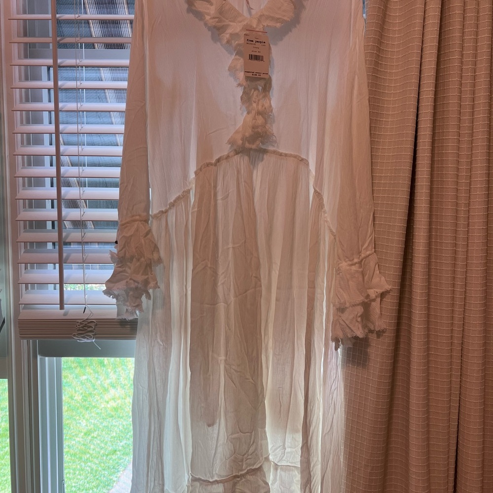 Free People White Ruffle Dress